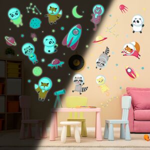 Ambiance Sticker Stickers mural phosphorescents lumineux animaux 80x60cm Multicolore 60x80cm