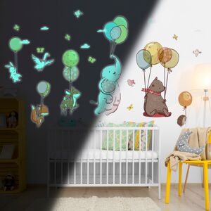 Ambiance Sticker Stickers mural phosphorescents lumineux animaux 95x70cm Multicolore 70x95cm