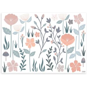 Lilipinso Stickers bouquets de fleurs en vinyle mat Bleu Multicolore 90x64cm