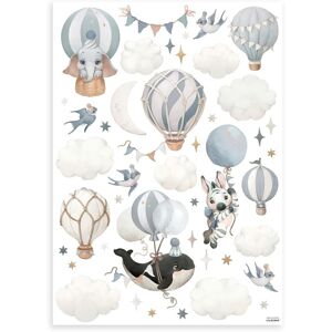 Lilipinso Stickers animaux et ballons 64 x 90 cm Bleu 90x64cm