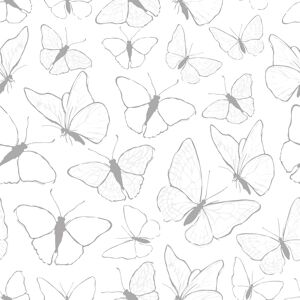 Lilipinso Papier peint butterflies gris Gris 1000x0x50cm