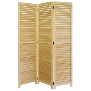 DECO-MURALE.shop Paravent 3 pans- lames de bois Beige 120x170x2cm