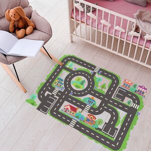 Ambiance Sticker Adhésifs stickers sol enfant circuit auto 120x165cm Multicolore 165x120cm