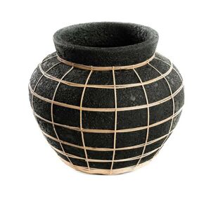 LANADECO Vase en terre cuite noire naturel H27
