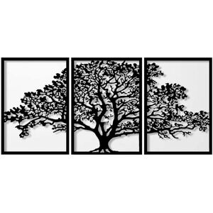 Harmonie design Decoration murale triptyque arbre de vie en metal noir 157x75 cm