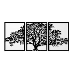 Harmonie design Decoration murale triptyque arbre de vie en metal noir 126x60 cm