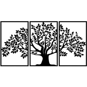 Harmonie design Decoration murale triptyque arbre de vie en metal noir 111x60 cm