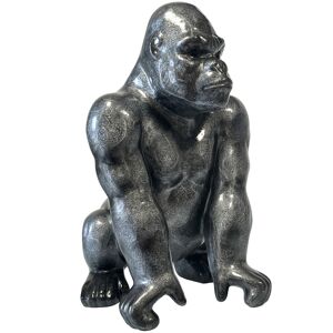 TDK Statue en ceramique gorille argent patine