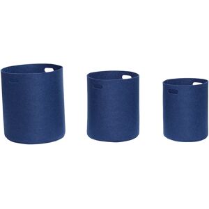 Hübsch Set de 3 Panier en feutre bleu