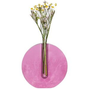 Junny Vase, soliflore en béton coloré rose. Pièce unique - Publicité