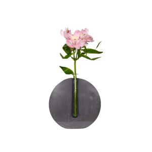 Junny Vase, soliflore en beton colore anthracite. Piece unique