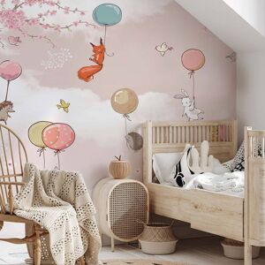 Hexoa Papier peint enfant motif animaux et ballon 364x270cm