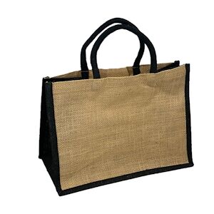 Sac jute bicolore naturel/noir 42+19x35 cm - Vendu par 60 - Publicité