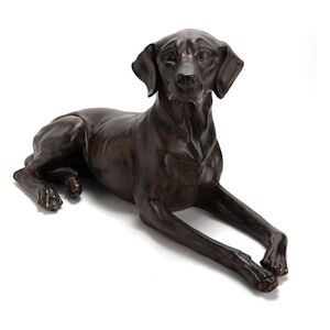 Chien Rusty Théo 71 cm -  Noir  Résine Amadeus 35x28 cm - Publicité