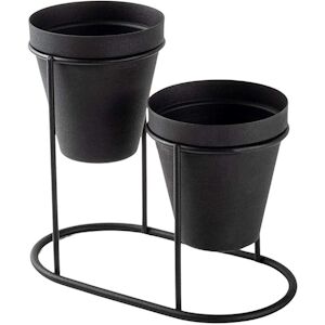 Cache-pots en metal 2 pots Decorative noir Hanah Home