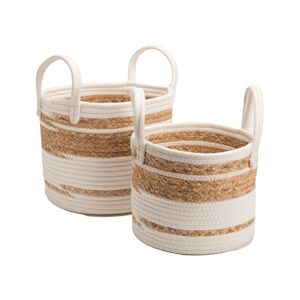 AMADEUS Set de 2 paniers haut nature - Blanc Rond Tissu Amadeus 20x28 cm