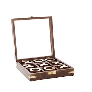 AMADEUS Boite en Tic Tac Toe - Marron Rectangle Bois Amadeus 17.5x17.5 cm