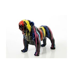 AMADEUS Bulldog usa trash 70 cm noir et multicolore - Résine Amadeus 90x45 cm