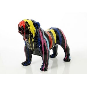 Bulldog usa trash 70 cm noir et multicolore -   Résine Amadeus 90x45 cm - Publicité