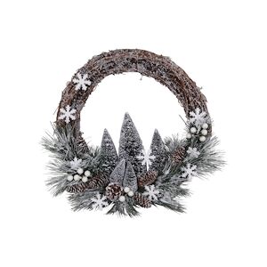 Tarrington House Couronne de Noël, rotin, Ø 45 cm, décorée, multicolore