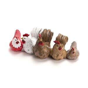 AMADEUS Famille de 5 poules Flora en - Multicolore Autre Résine Amadeus 39x12 cm