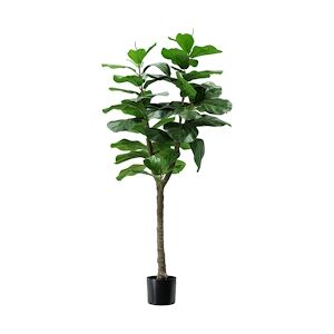 King Home Plante Ficus Lyrata en polyéthylène 60 feuilles vertes