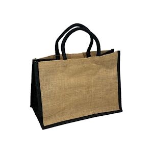 Sac jute bicolore naturel/noir 36+20x27 cm