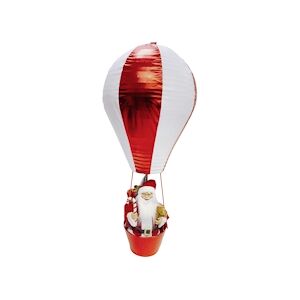 Tarrington House Montgolfière avec Père Noël, polyester / métal / tissu / plastique, 150 cm, rouge et blanc