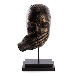 Statue Je ne dis rien -  Noir Autre Résine Amadeus 16x9.4 cm - Publicité