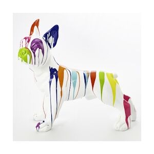 AMADEUS Bulldog français debout trash blanc M - Décoré Autre Résine Amadeus 90x40 cm