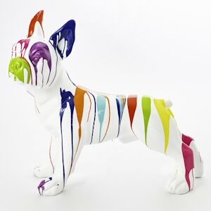 Bulldog français debout trash blanc M -  Décoré Autre Résine Amadeus 90x40 cm - Publicité