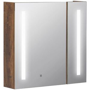 Non communiqué Miroir lumineux LED armoire murale design de salle de bain 2 en 1 dim. 70L x 15l x 65H cm MDF aspect bois miroir - Publicité
