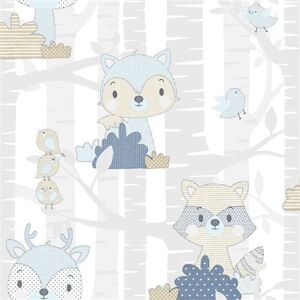 Non communiqué Noordwand Papier peint Mondo baby Forest Animals Blanc et bleu - Publicité