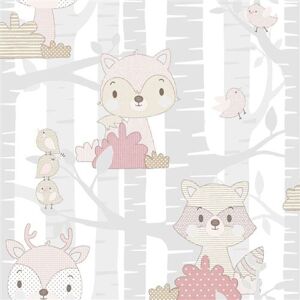 Non communiqué Noordwand Papier peint Mondo baby Forest Animals Gris et rose - Publicité