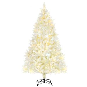 Non communiqué Sapin de Noël artificiel lumineux blanc dim. Ø 115 x 180H cm 650 branches 150 LED - support pied pliable métal PVC Blanc - Publicité