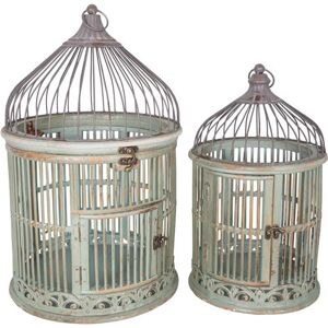 Non communiqué Antic Line Créations - Set de 2 cages décoratives rondes en bois et zinc Bleu - Publicité