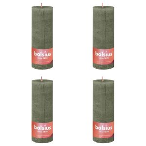 440851 Bolsius Bougies pilier rustiques Shine 4 pcs 190x68 mm Vert olive - Publicité