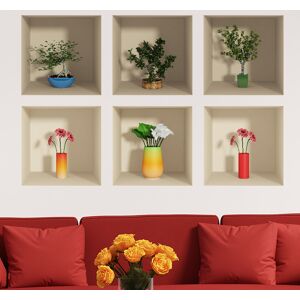 Ambiance-sticker Pack de 6 stickers 3D Les fleurs et les plantes