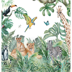Ambiance-sticker Papier peint panoramique jungle préencollé animaux de la savane H 250 x L 240 cm