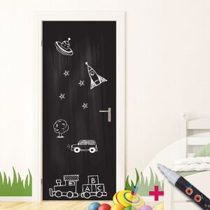 Ambiance-sticker Sticker ardoise porte H204 x L73 cm + craie liquide blanche