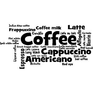 Ambiance-sticker Sticker citation cuisine coffee, capucino, americano ...