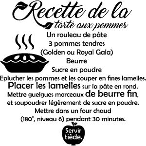 Ambiance-sticker Sticker citation recette Tarte aux pommes