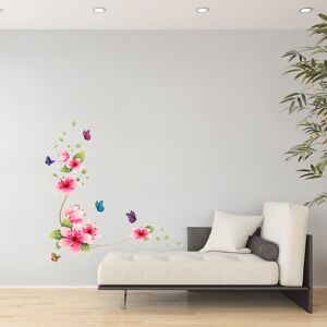 Ambiance-sticker Sticker fleurs roses et papillons