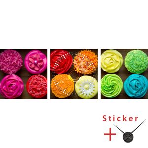 NC Sticker horloge Différents cupcake colorés