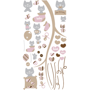 Ambiance-sticker Sticker l'univers de chaton rose