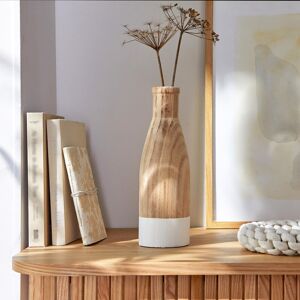 Blancheporte Vase bois peint - hauteur 28 cm - Blancheporte Écru Unité