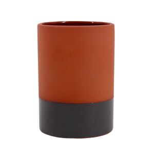 Vase cylindrique en ceramique, bicolore - hauteur 17 cm - Blancheporte Noir Unite