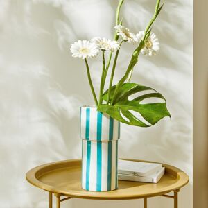 Vase rayures bleu sur fond blanc - Blancheporte Blanc Unite