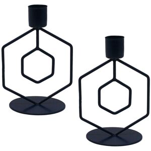 Blancheporte Bougeoir hexagonal métal – lot de 2 - Blancheporte Bleu Lot de 2