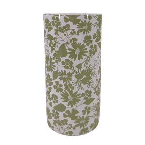 Vase ceramique imprime floral - hauteur 19,5 cm - Blancheporte Blanc Unite